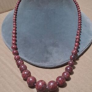 Vintage Red Beaded Necklace